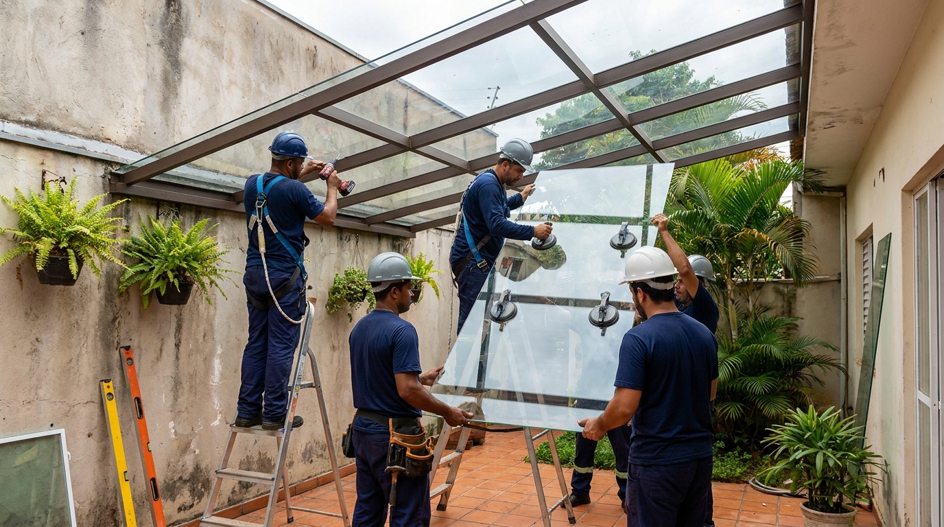 Instalação de cobertura de vidro em Montes Claros-MG