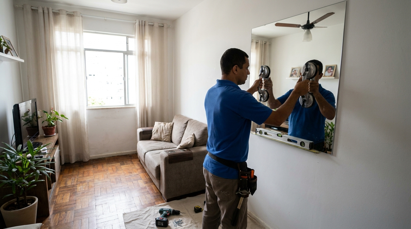 Espelho sob medida com parquet em Montes Claros-MG