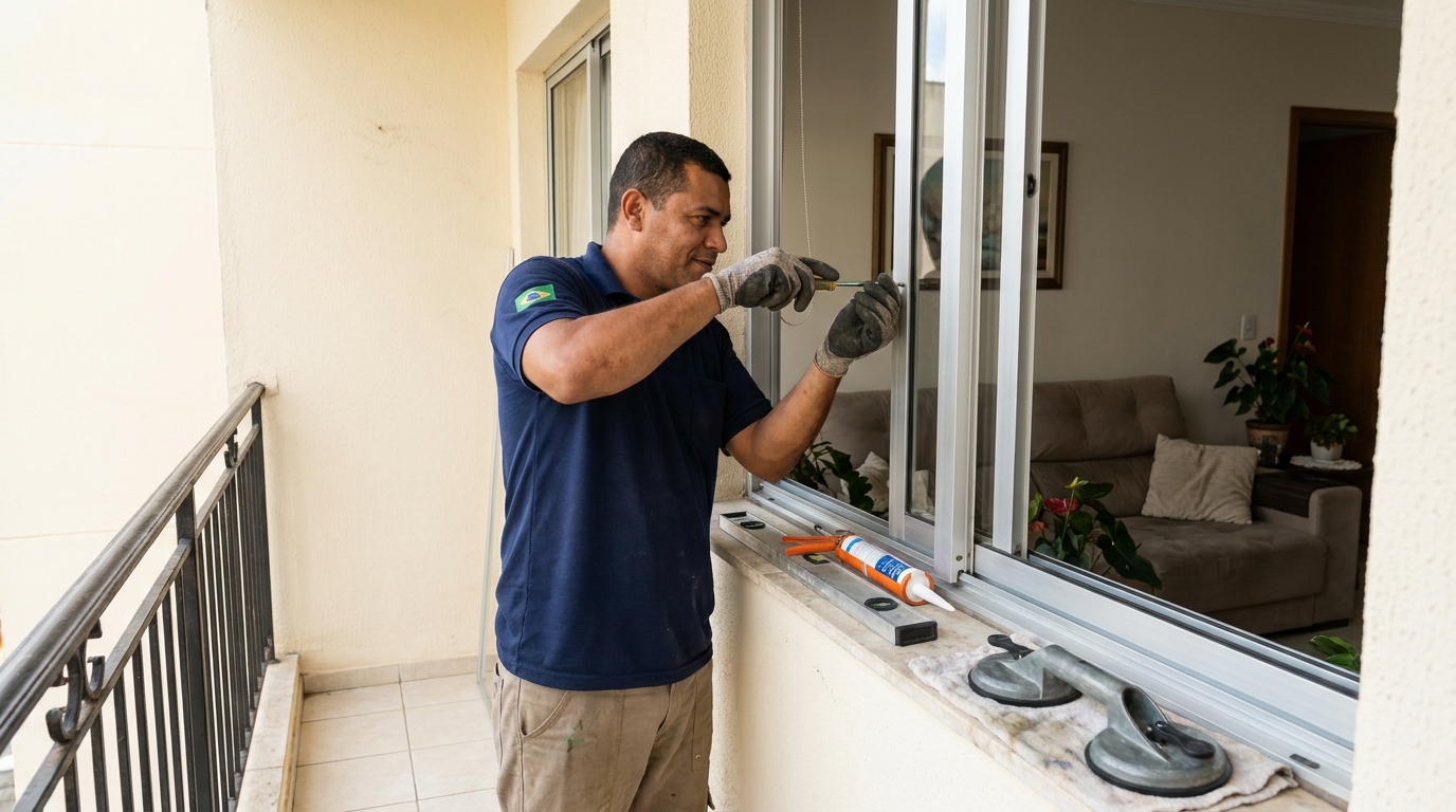 Janela com sala ao fundo em Montes Claros-MG